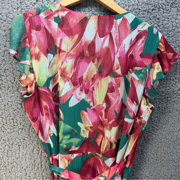 Bar 3 Floral Maxi Wrap Dress Ruffled Short Sleeve Flowy Wedding Sz Large - Picture 6 of 10